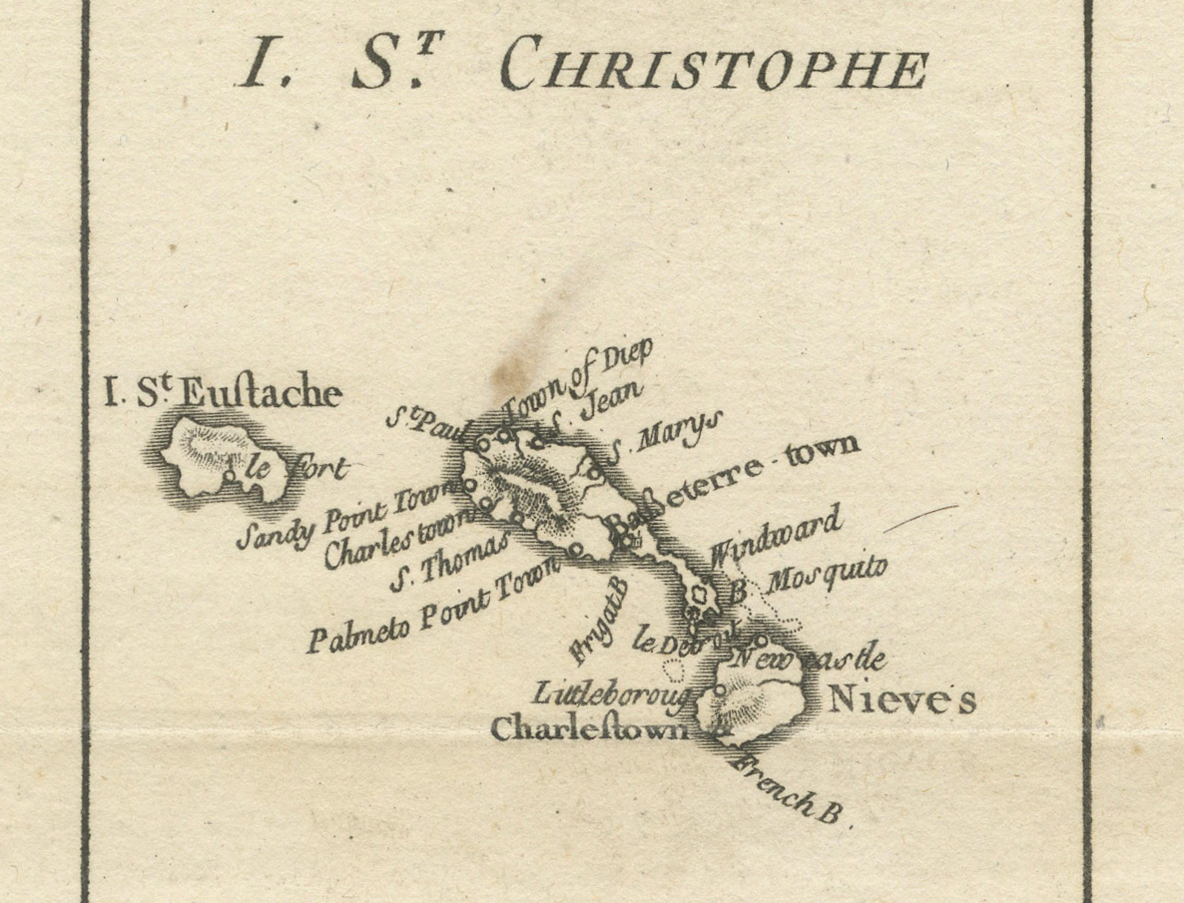 Carta Mappa delle Isole Vergini e delle Piccole Antille di Rigobert Bonne, 1780 ca. in vendita