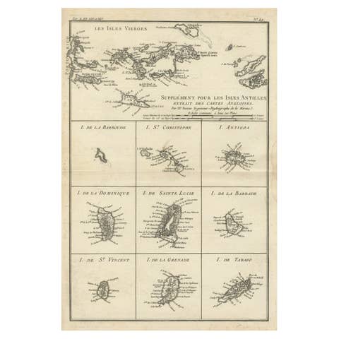 Map of Virgin Islands and Lesser Antilles by Rigobert Bonne, c. 1780