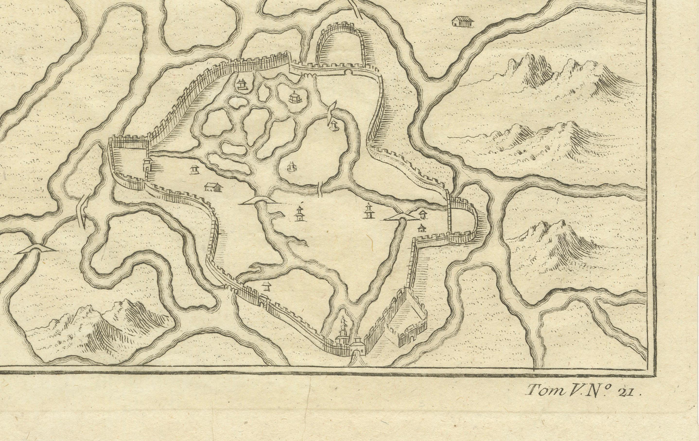 Engraved Map of Vusihyen, Hu Chew Fu and Hou-Tcheou-Fou, Historical Chinese Cities, 1754 For Sale