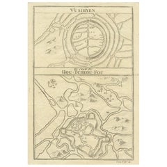Carte de Vusihyen, Hu Chew Fu et Hou-Tcheou-Fou, villes chinoises historiques, 1754