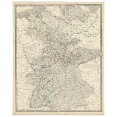Mapa de Alemania Occidental, incluidas las regiones de Wurtemberg, Baviera, Hannover, etc., c.1850