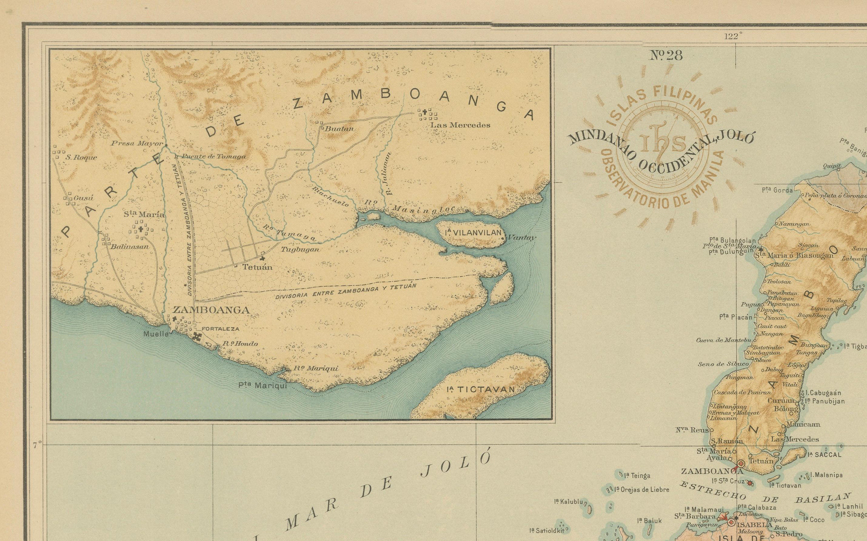 Map of Western Mindanao and the Sulu Archipelago – Observatorio de Manila, 1899 For Sale 4
