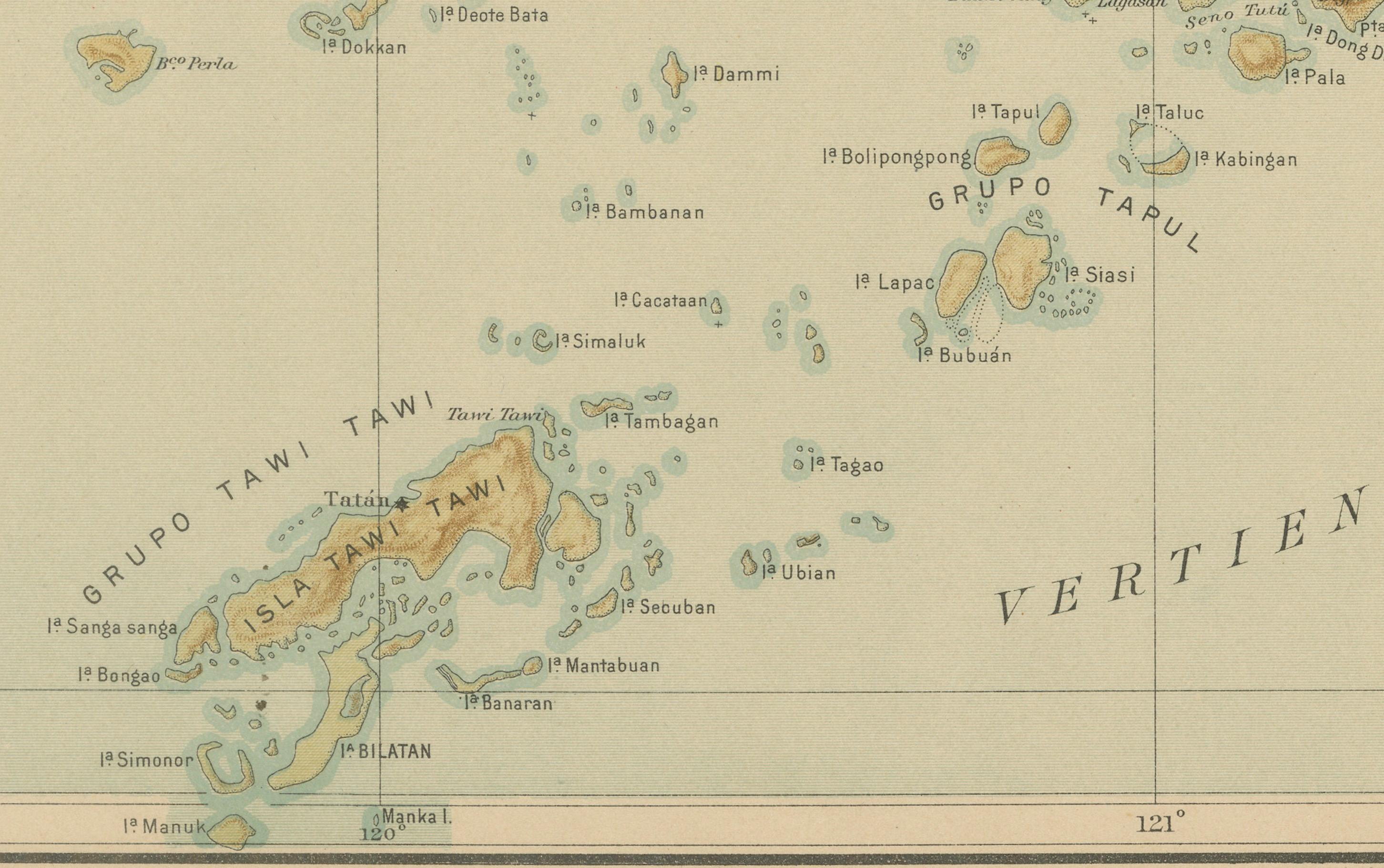 Map of Western Mindanao and the Sulu Archipelago – Observatorio de Manila, 1899 In Good Condition For Sale In Langweer, NL