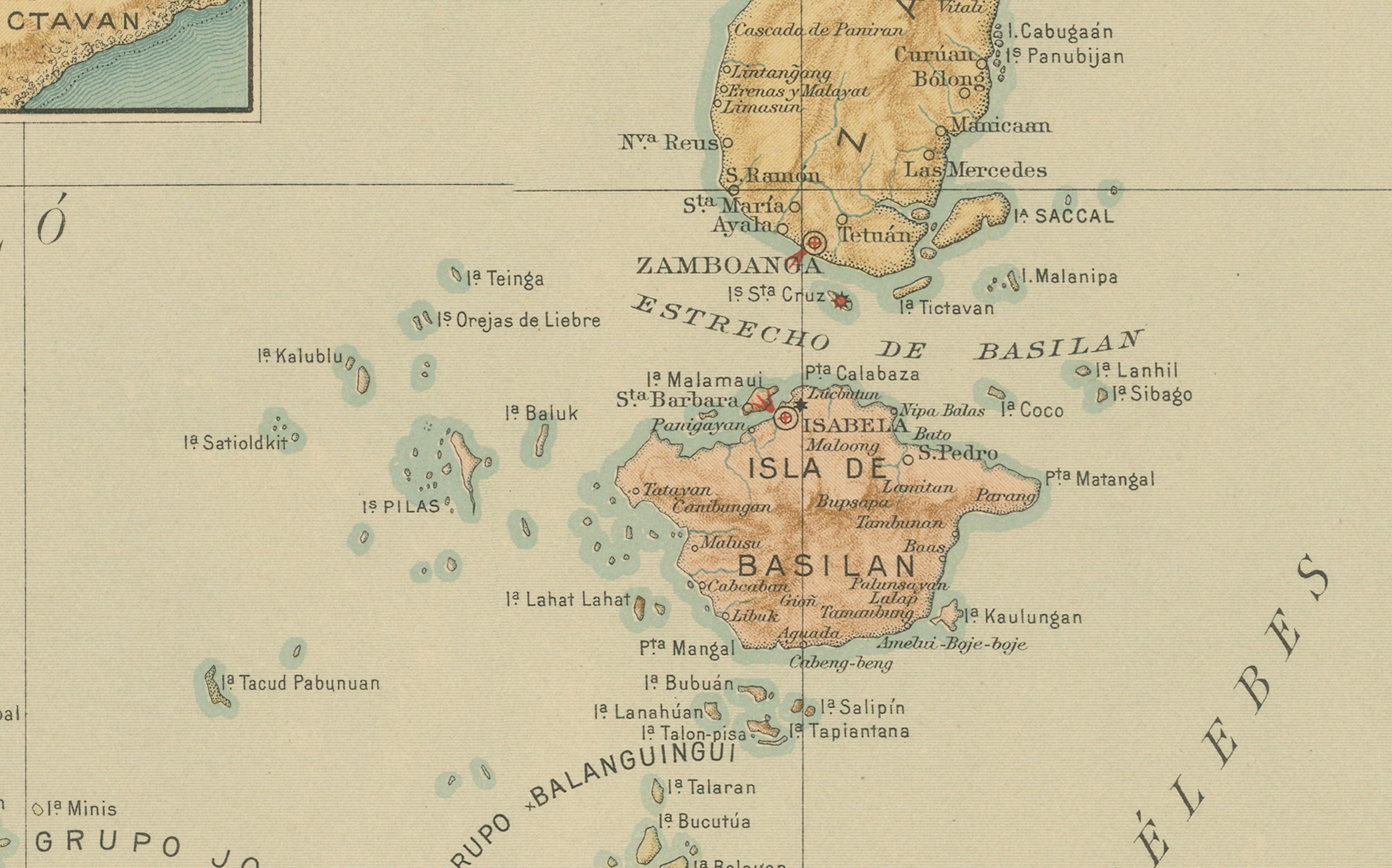 Paper Map of Western Mindanao and the Sulu Archipelago – Observatorio de Manila, 1899 For Sale