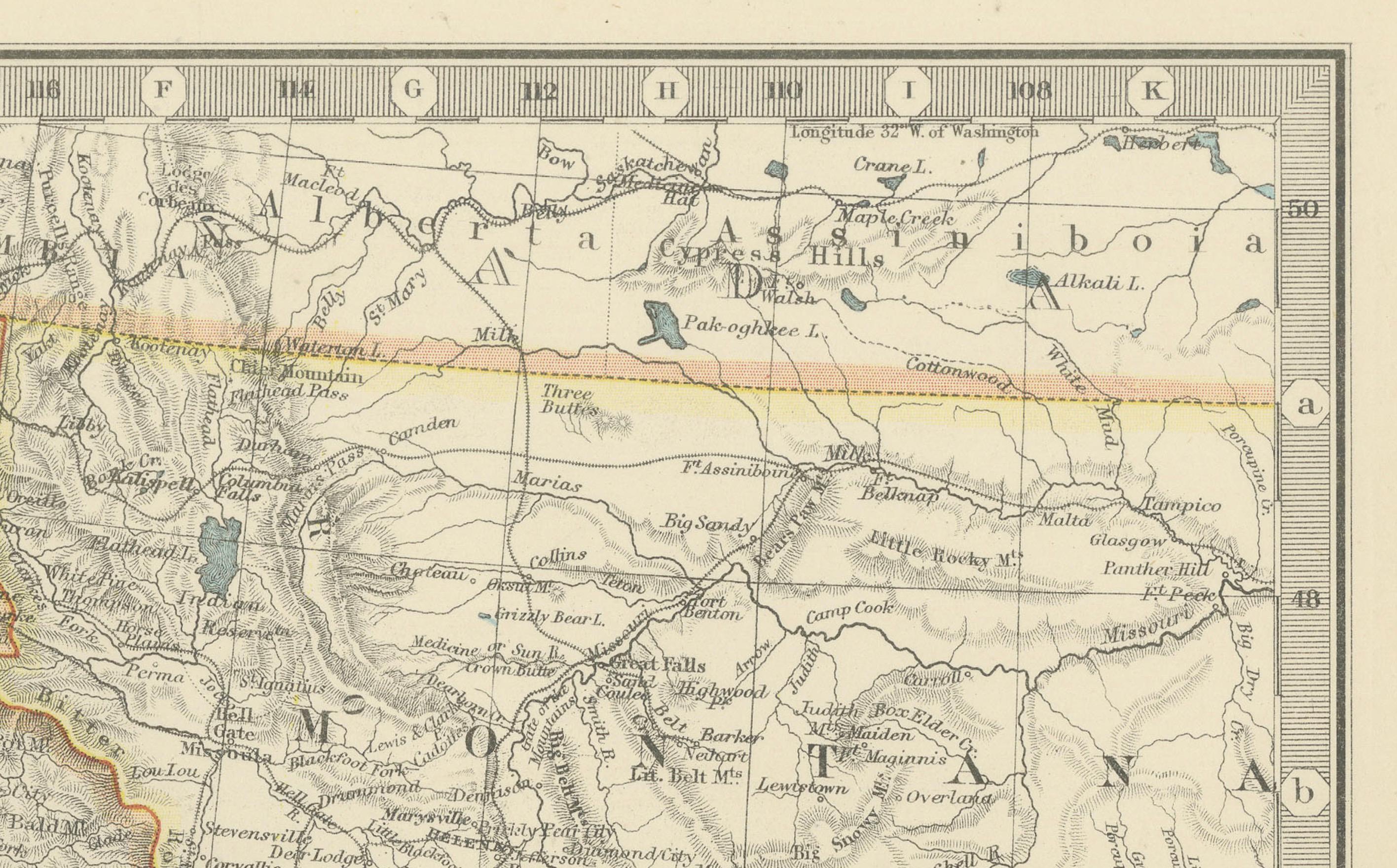 20ième siècle Carte de l'ouest des États-Unis 1903 - Chemins de fer, frontières des États et terrain en vente