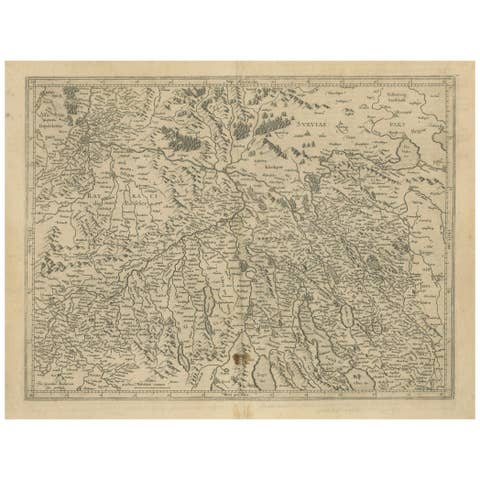Map of Zurich and Basel Region by Mercator, Uncolored Engraving c.1600