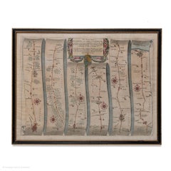 Map Road John Ogilby Britannia No 74 Ipswich to Norwich Cromer Framed