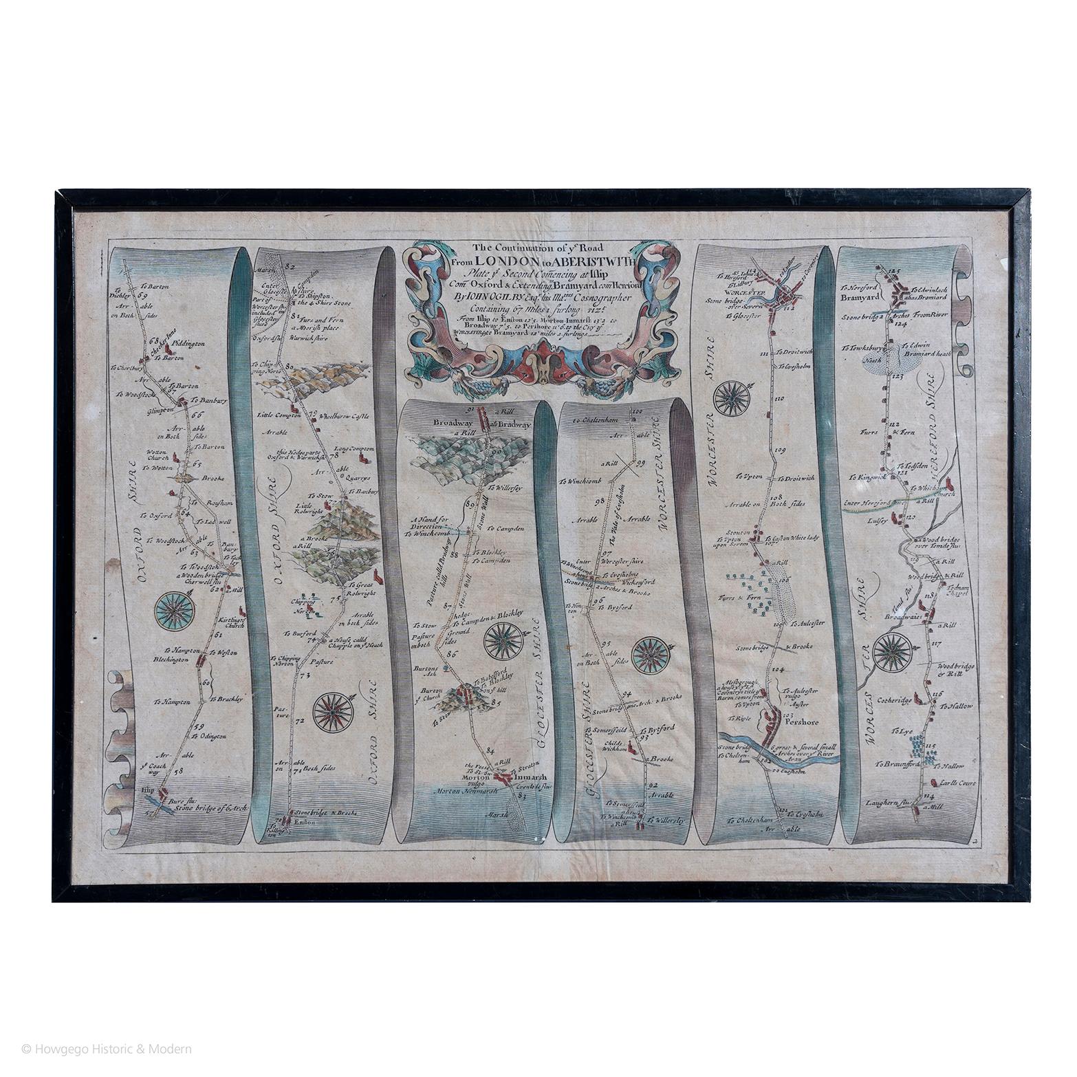 From John Ogilby's, 'Britannia, an Illustration of the Kingdom of
England and Dominion of Wales'.  First published in 1675 it remains the greatest advance in the mapping of England between the sixteenth-century surveys of Christopher Saxton and the