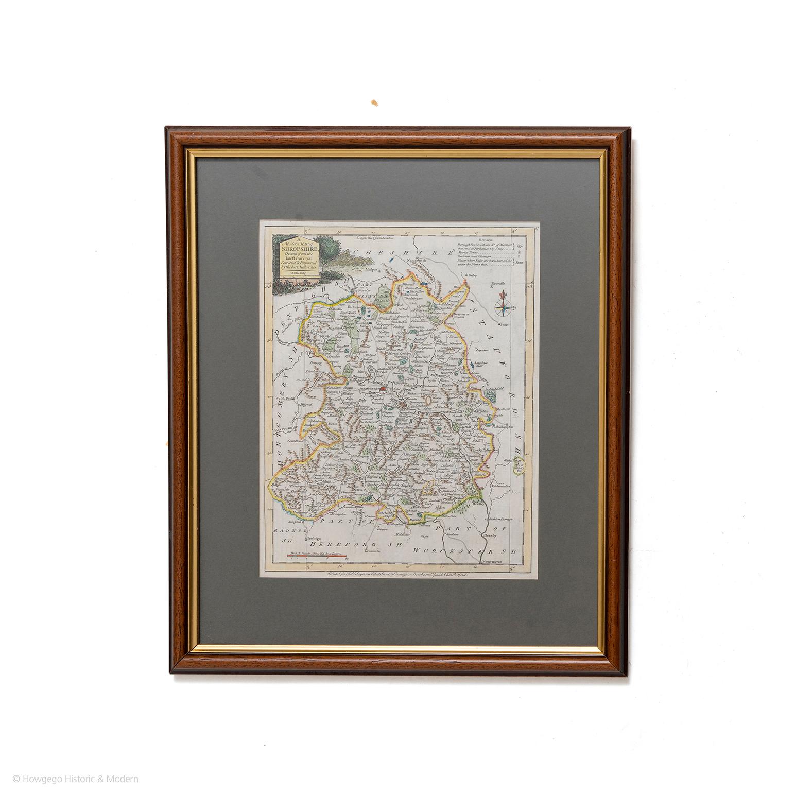 A modern map of Shropshire Drawn from the latest surveys corrected and improved by the best authorities. 
Artist Joseph Ellis sculptor.
Joseph Ellis was an engraver and publisher from Clerkenwell in London and was apprenticed to Richard William