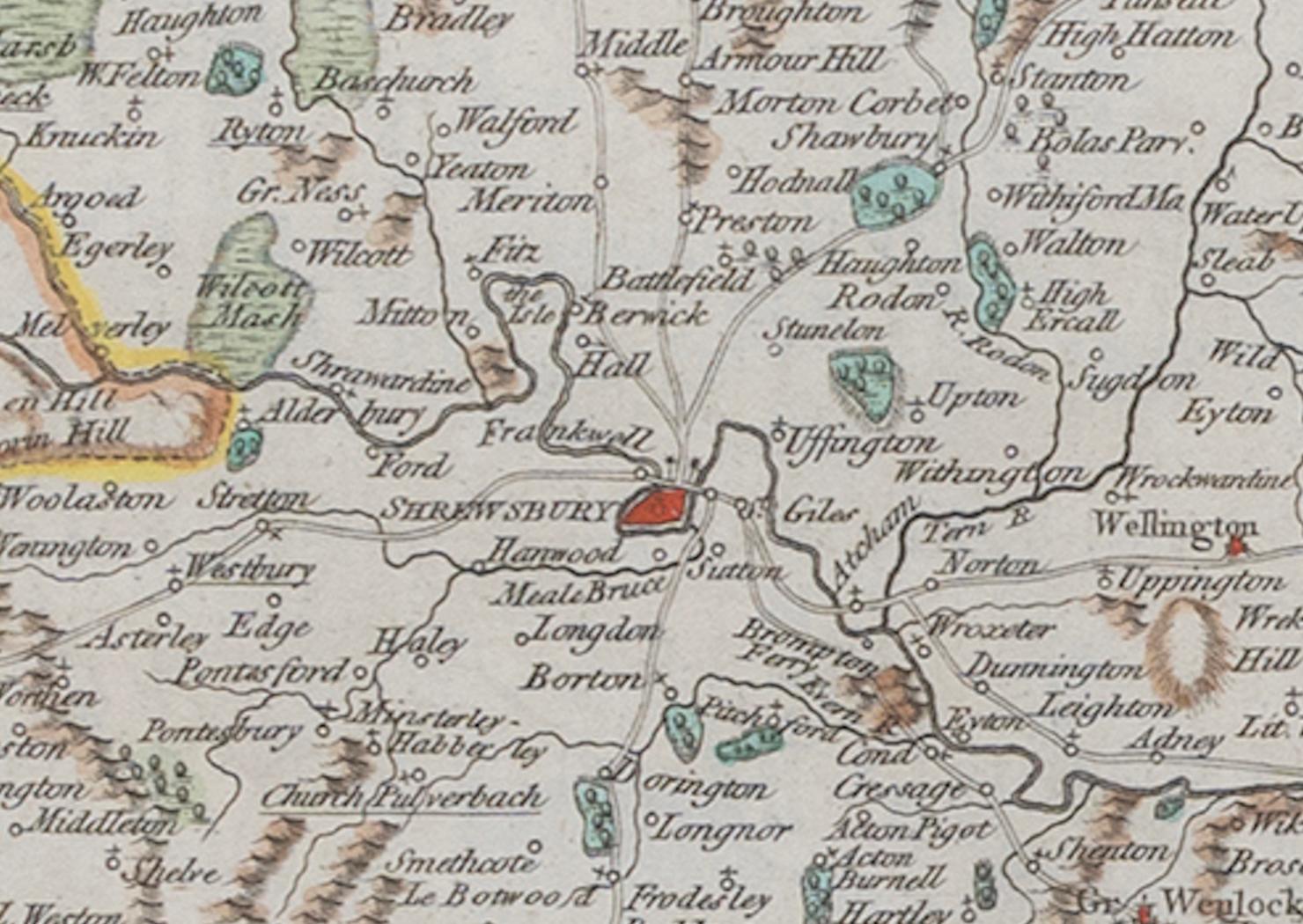 Georgian Map Shropshire Joseph Ellis Robert Sayer Carington Bowles Framed For Sale