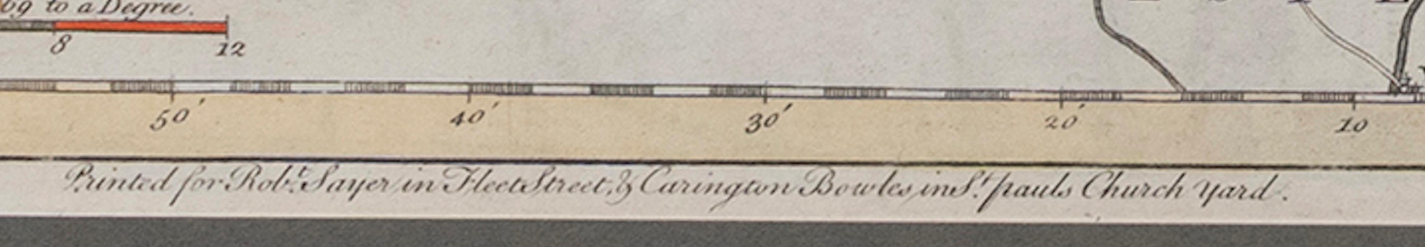 Carte du Shropshire Joseph Ellis Robert Sayer Carington Bowles Encadré 39cm 15