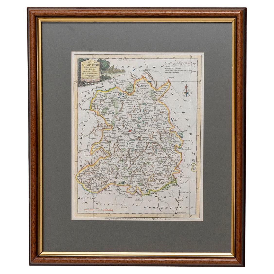Map Shropshire Joseph Ellis Robert Sayer Carington Bowles Framed For Sale