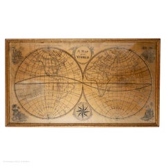 Map Silk Embroidered Western Eastern Hemisphere New Old World Asia America Afri