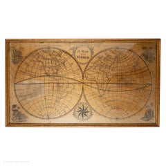 Map Silk Embroidered Western Eastern Hemisphere New Old World Asia America Afri