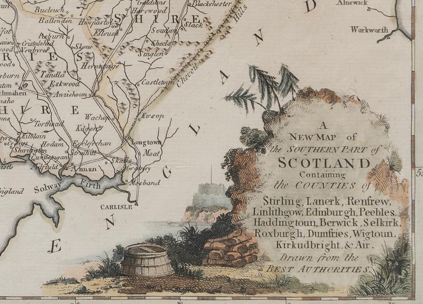 Georgien Carte du sud de l'Écosse de Thomas Conder Alex Hogg, 1795 en vente