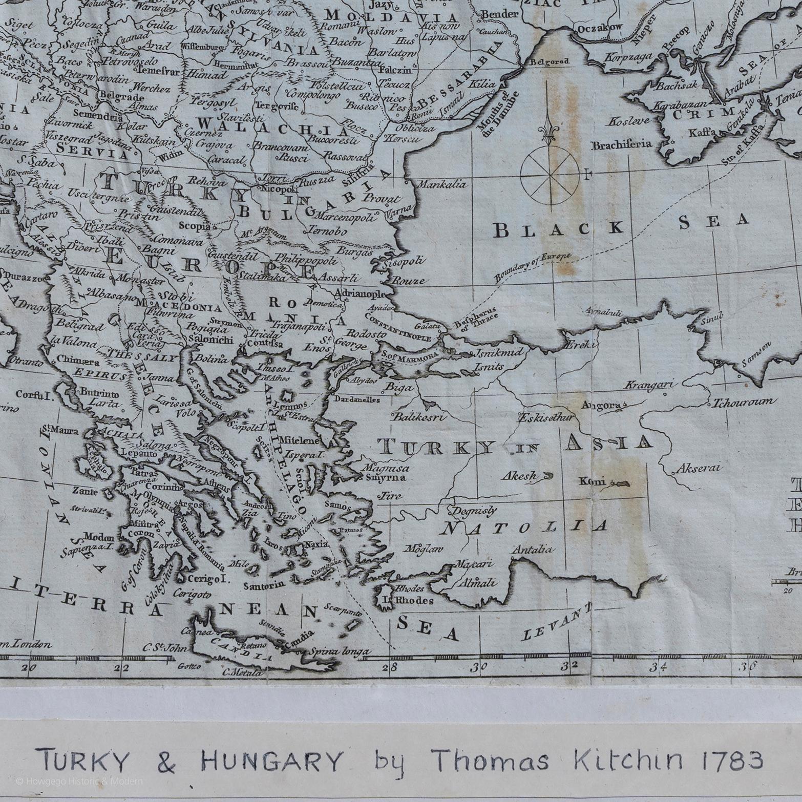 Georgien Carte de Turquie en Europe et en Hongrie de Thomas Kitchin de 1783 en vente