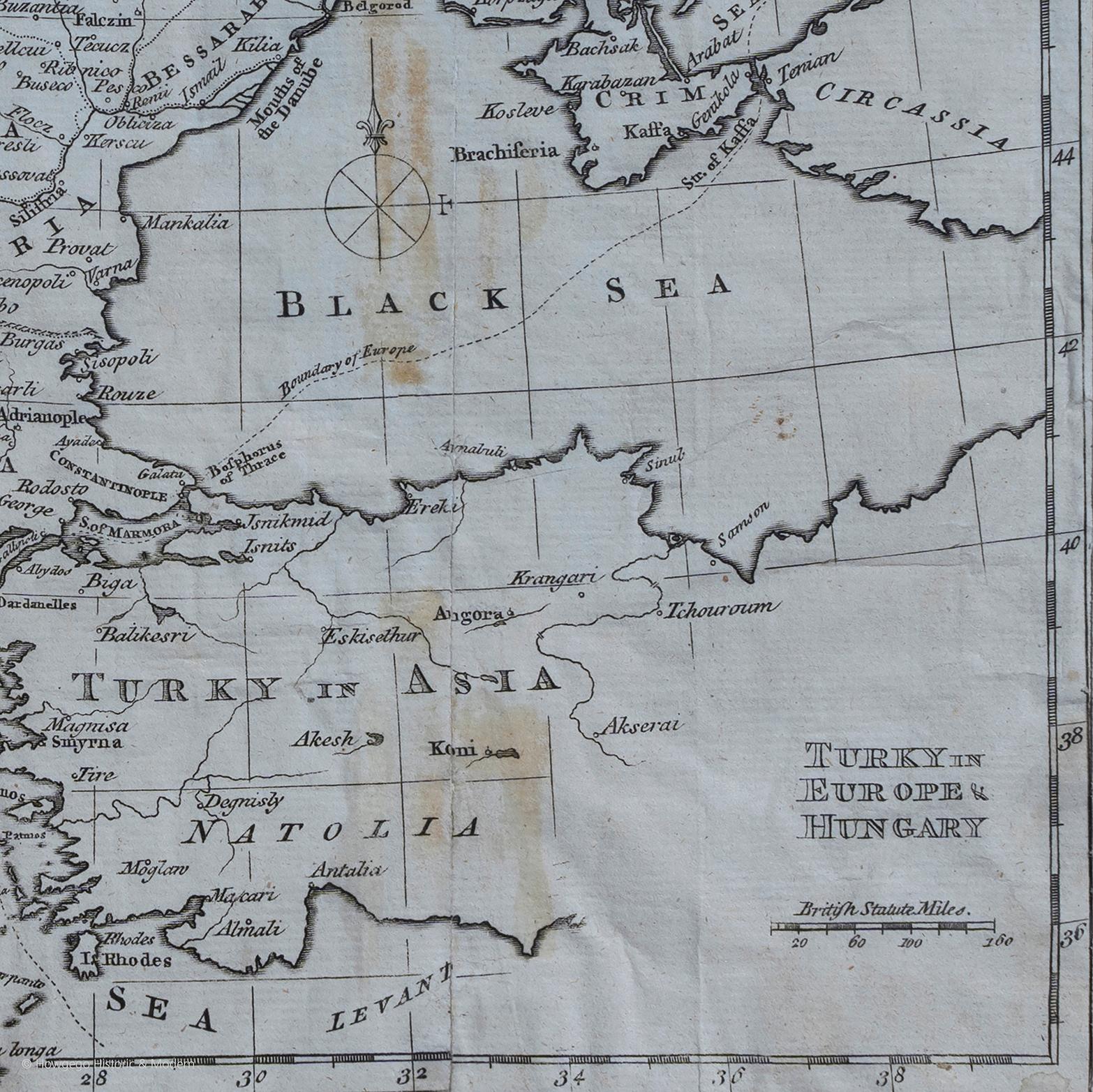 Anglais Carte de Turquie en Europe et en Hongrie de Thomas Kitchin de 1783 en vente