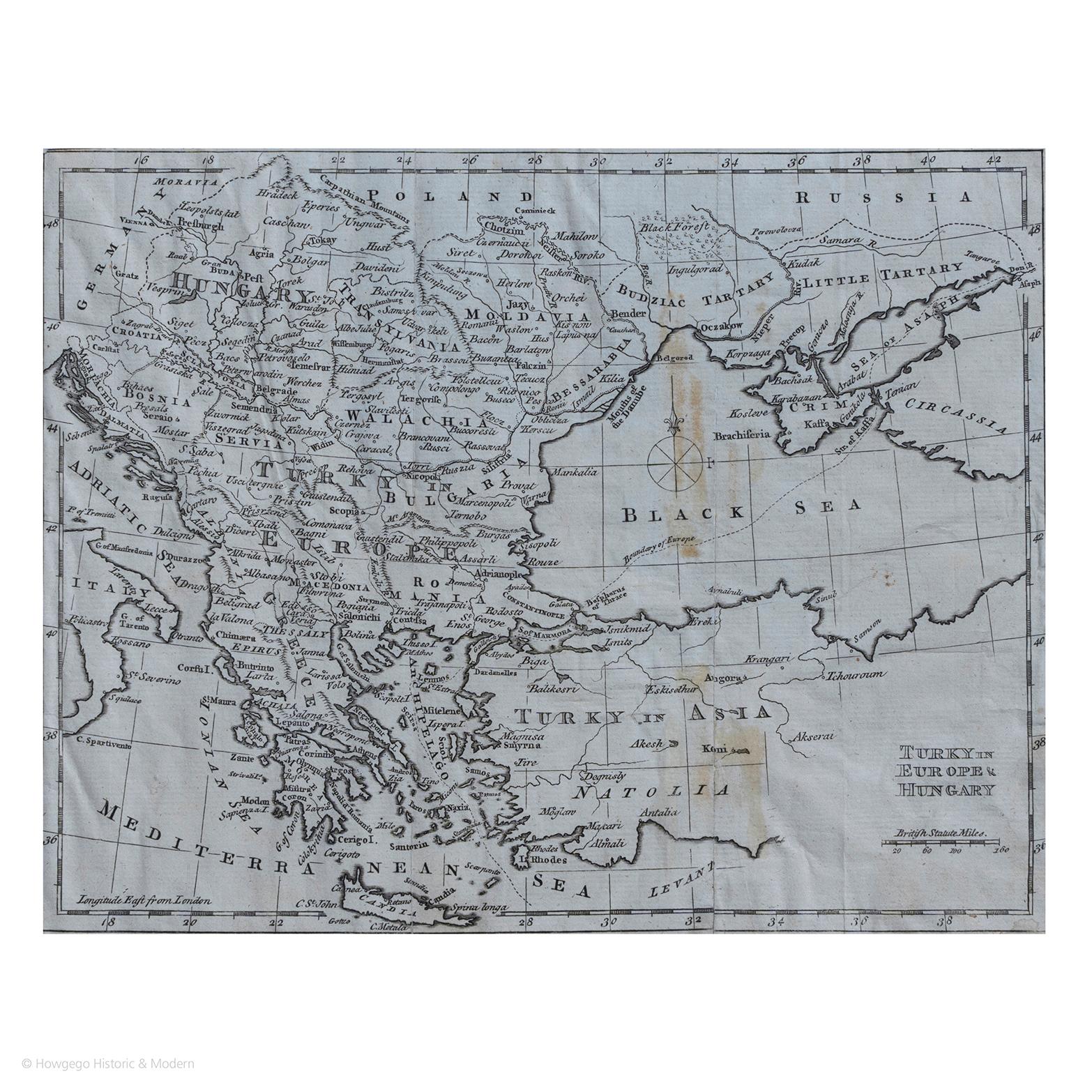 Carte de Turquie en Europe et en Hongrie de Thomas Kitchin de 1783 Bon état - En vente à BUNGAY, SUFFOLK