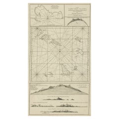 Mapa y Vistas de las Islas de Cabo Verde, en el Océano Atlántico, África Occidental, 1775