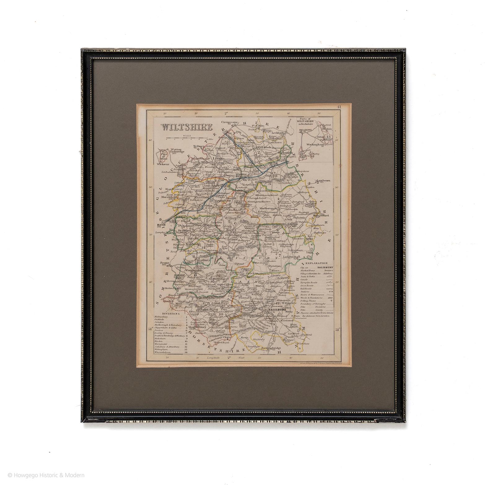 Map of Wiltshire Drawn & Engraved by Joshua Archer Pentonville London
Window Parts of Wiltshire in Berkshire
Explanation of Salisbury
County Divisions