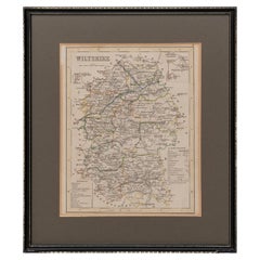Antique Map Wiltshire Joshua Archer Pentonville London framed 35cm 14" high