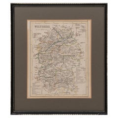 Carte du Wiltshire Joshua Archer Pentonville Londres encadrée 35cm 14"" de haut