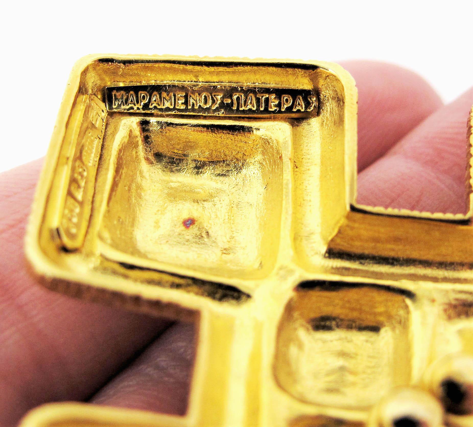 Mapamenos Natepas 18 Karat Yellow Gold Graduated Zig Zag Geometric Necklace For Sale 4