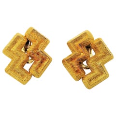 Mapamenos Natepas 18 Karat Gelbgold Zickzack-Ohrringe mit Clip
