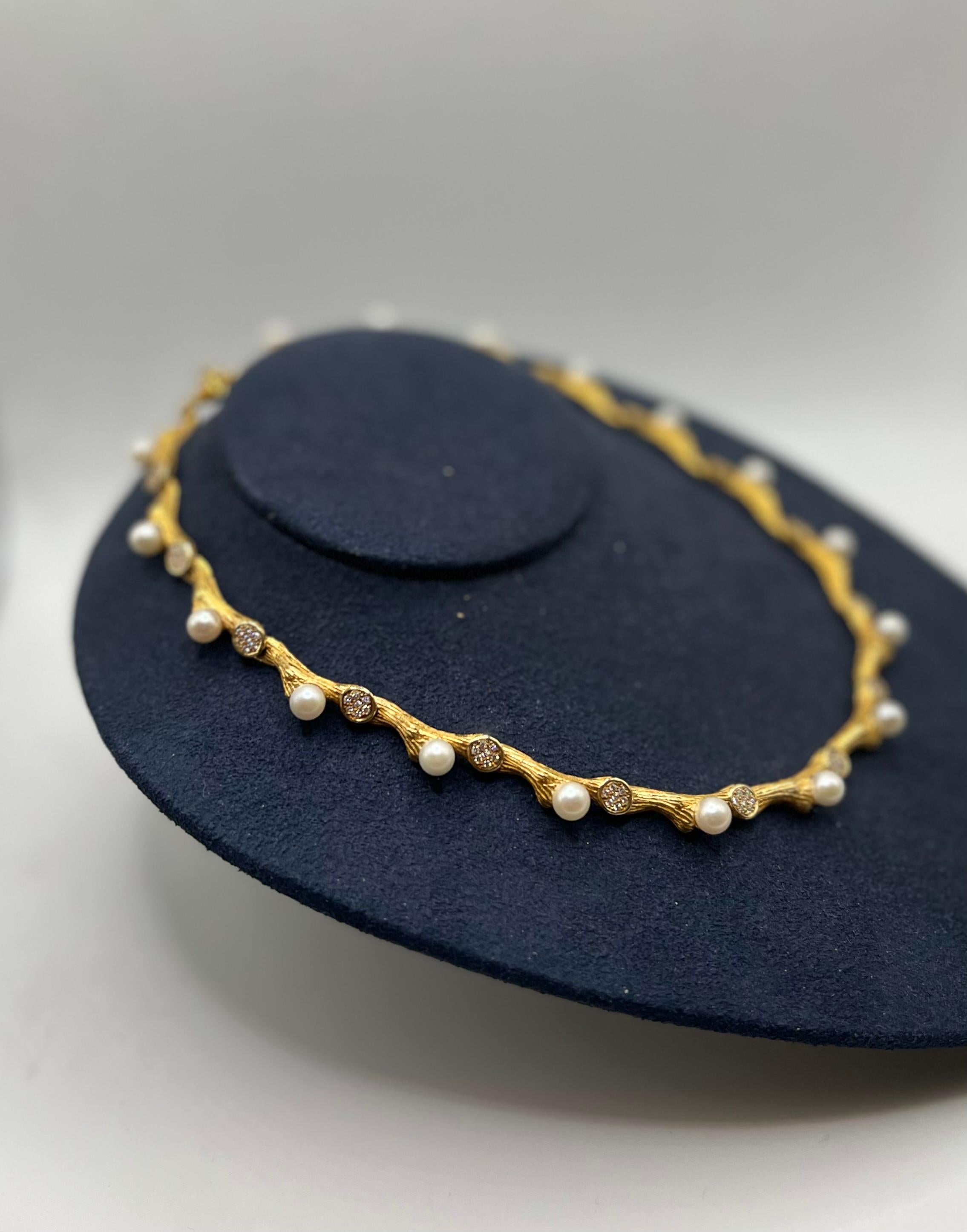 Mapamenos Natepas 18K Perlenkette & Diamant Halskette im Zustand „Hervorragend“ in New York, NY