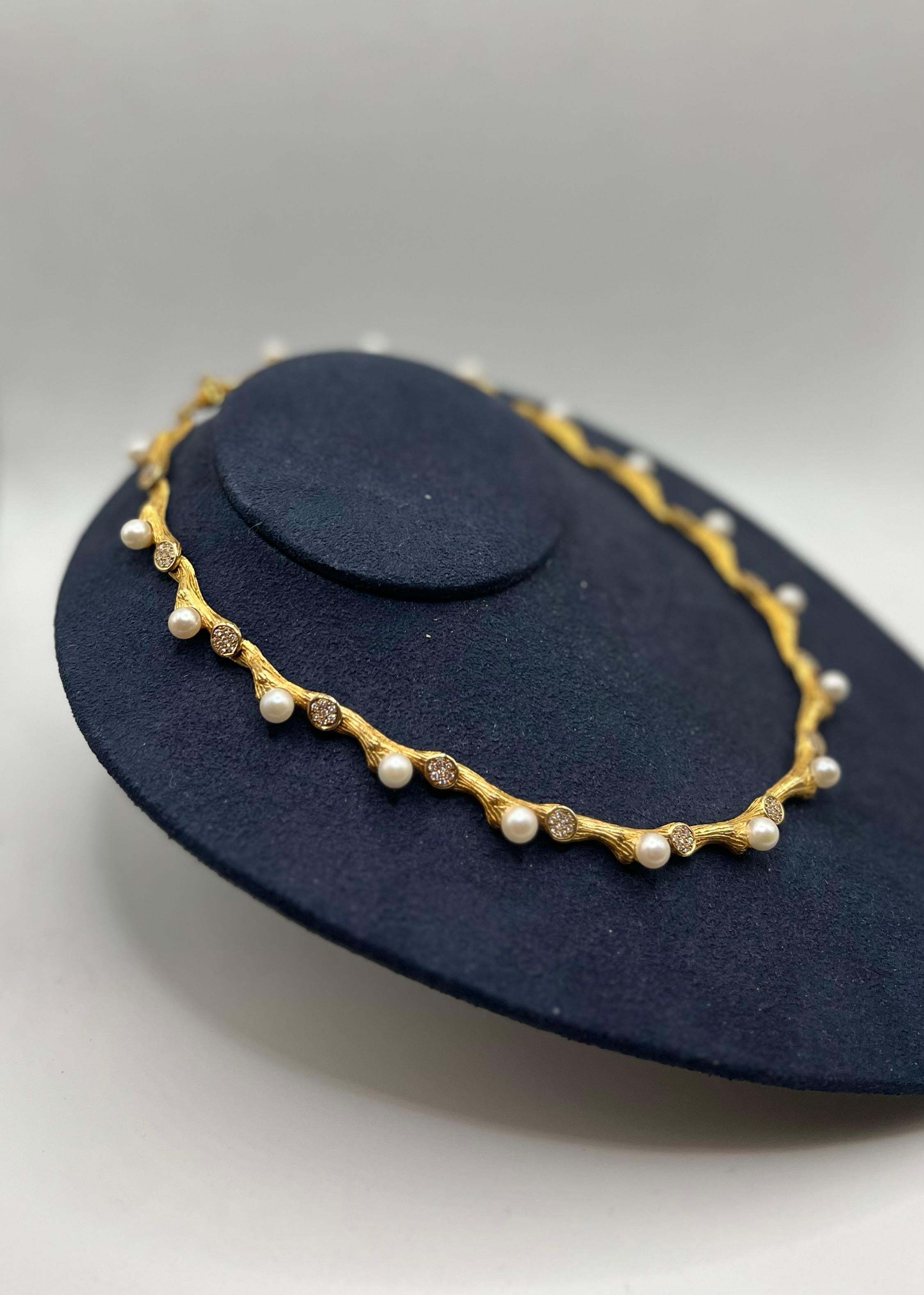 Mapamenos Natepas 18K Perlenkette & Diamant Halskette für Damen oder Herren