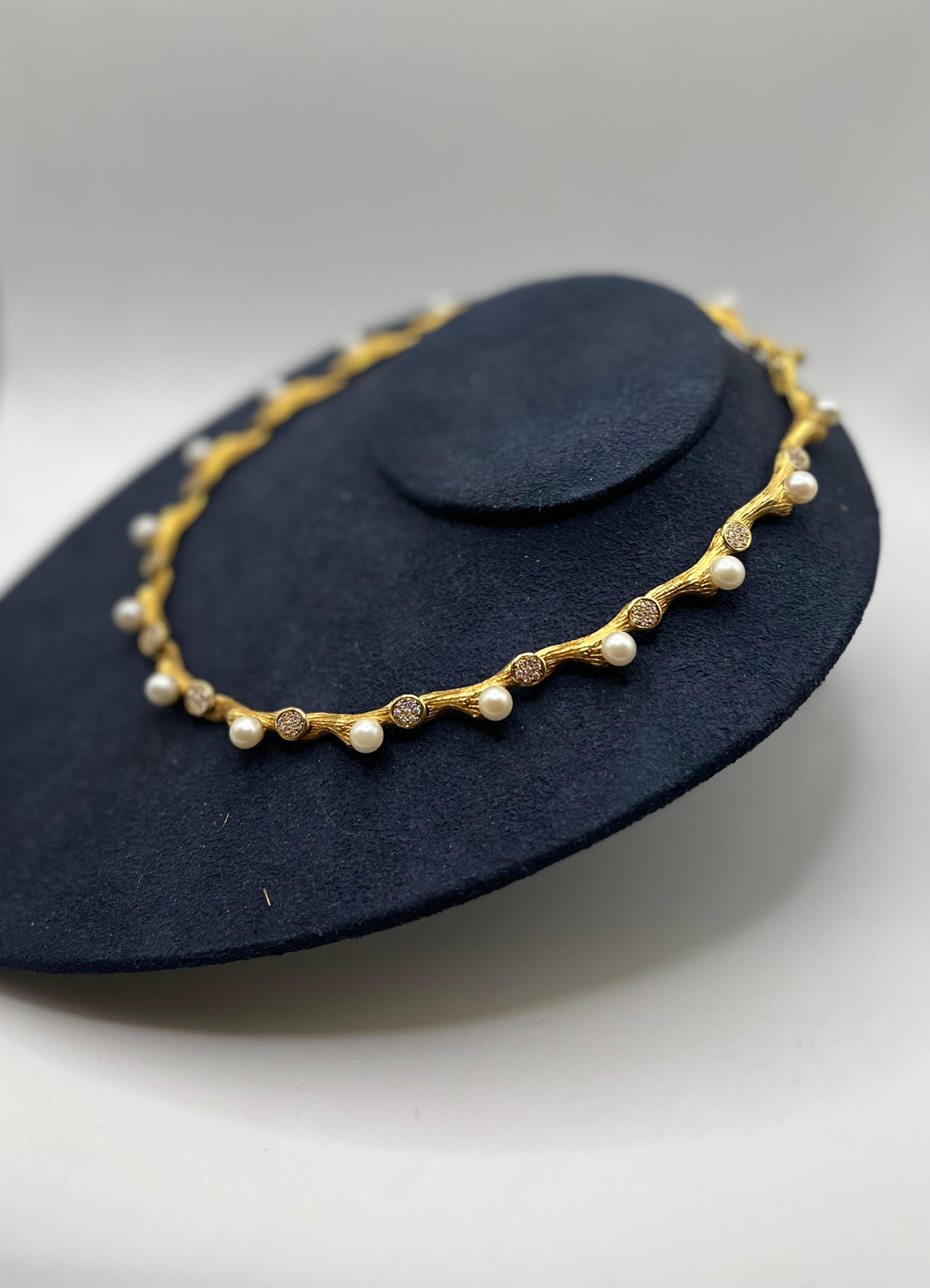 Mapamenos Natepas 18K Perlenkette & Diamant Halskette 1