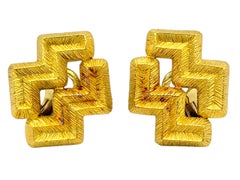 Pendientes de clip Zig Zag de oro amarillo de 18 quilates Mapamenos Natepas