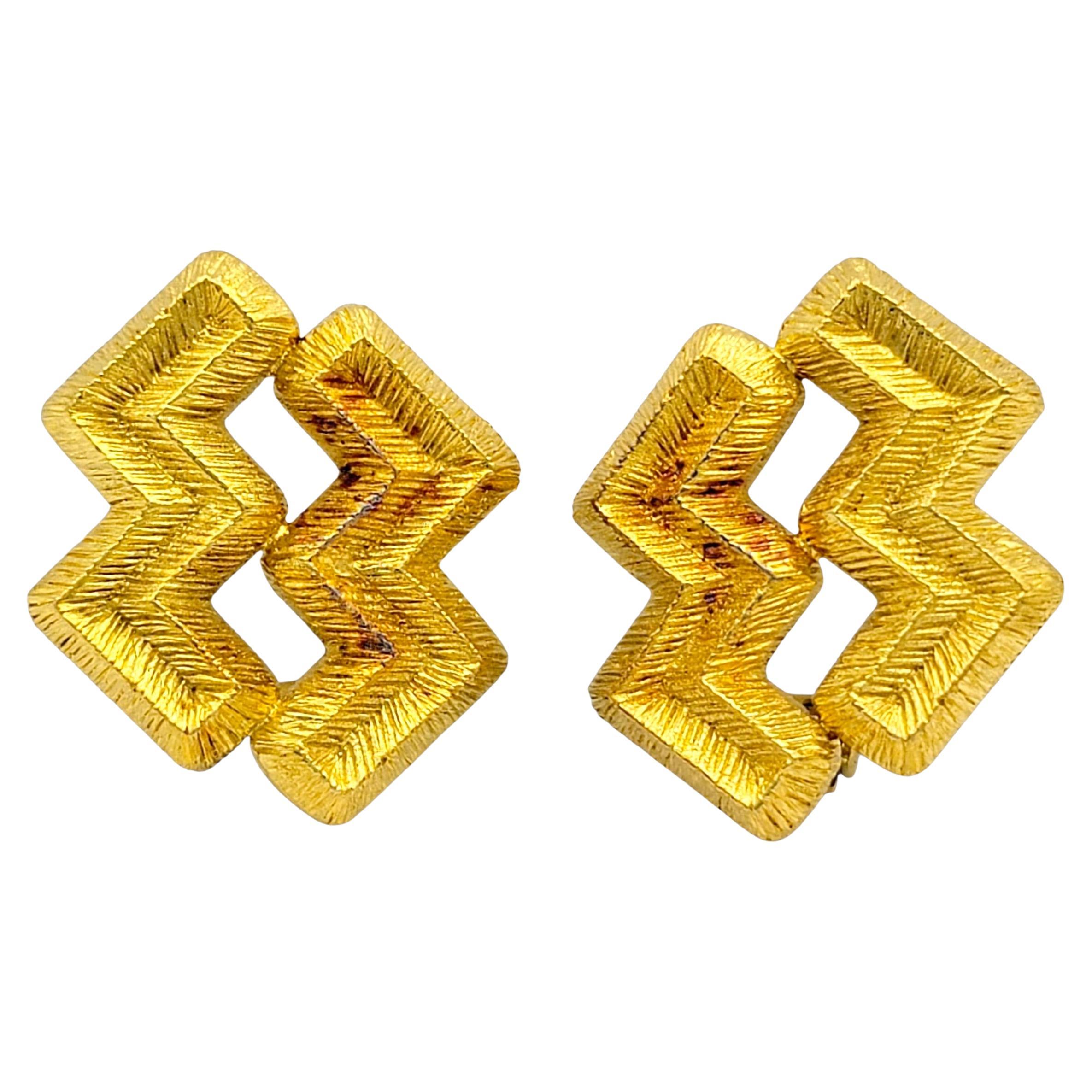 Mapamenos Boucles d
oreilles à clip zigzag en or jaune 18 carats Natepas