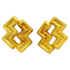 Mapamenos Boucles d
oreilles à clip zigzag en or jaune 18 carats Natepas
