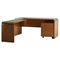 Maple + Aluminum Desk by Giovanni Offredi for Saporiti, Italy, 1970s