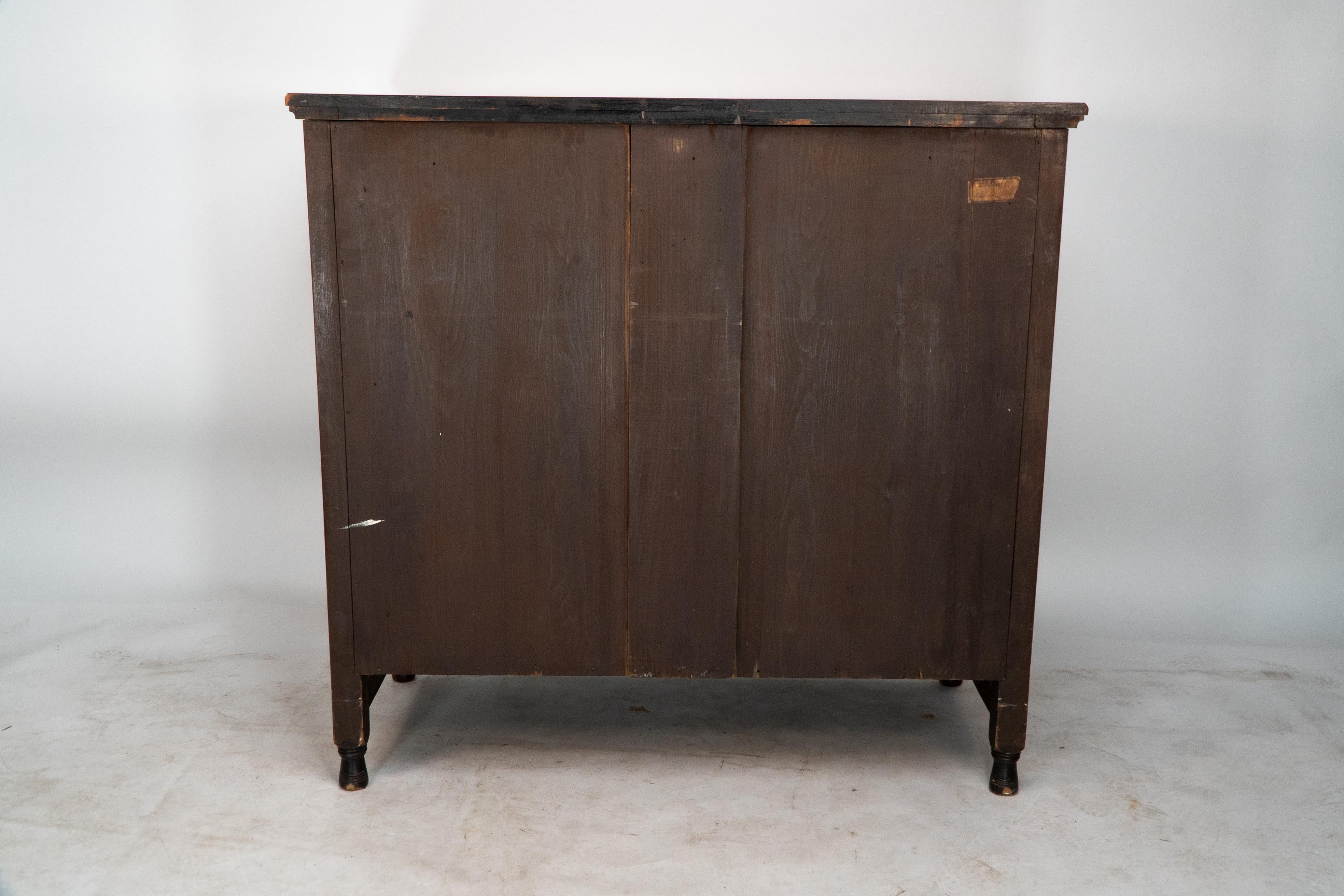 English Maple & Co London Bruce Talbert attr. Aesthetic Movement chest of five drawers. For Sale