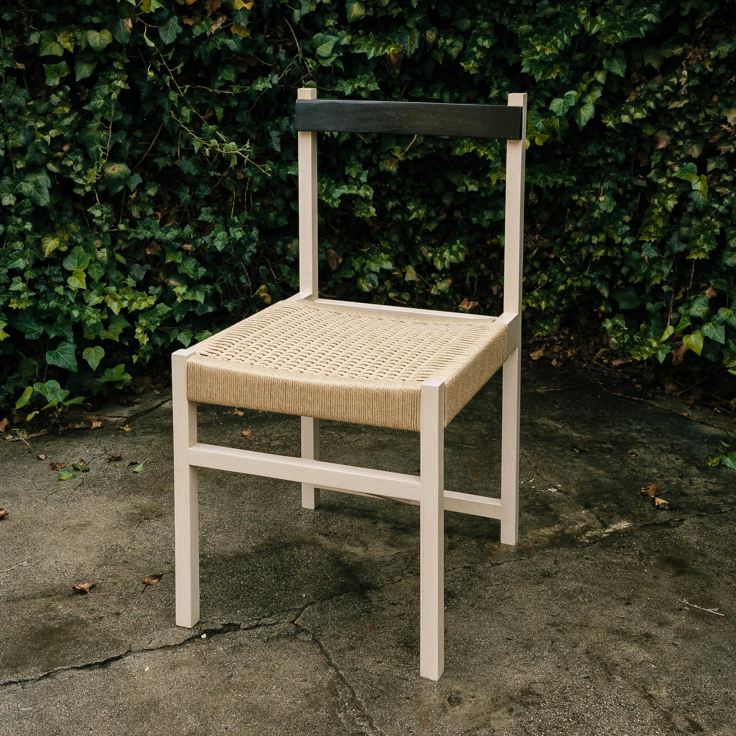 Contemporary Maple and Ebonized Mahogany Perico Dining Chair with Danish Chord For Sale