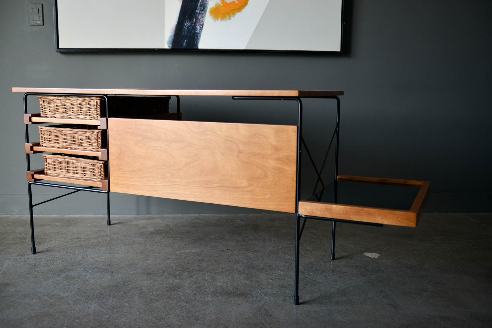 Mid-Century Modern Maple and Iron Desk by Dorothy Schindele for Modern Color, circa 1950