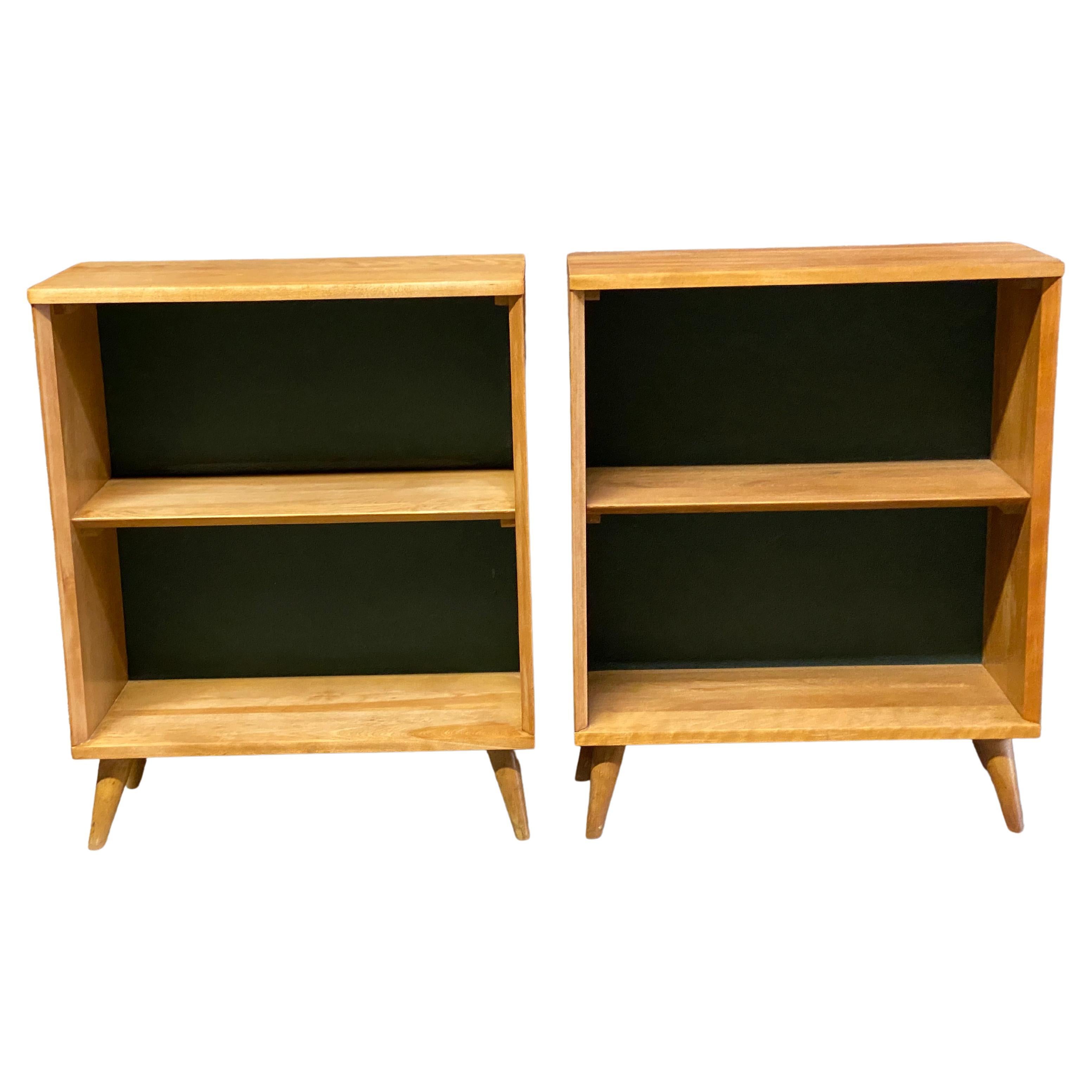 Mid-Century Modern Maple and Masonite Bookcases, a Pair