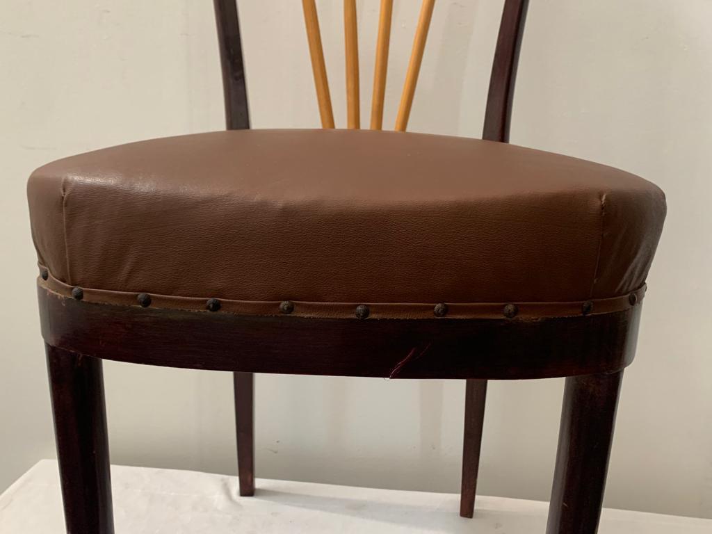 Maple and Rosewood and Leather Chairs by Paolo Buffa, 1940s, Set of 6 5