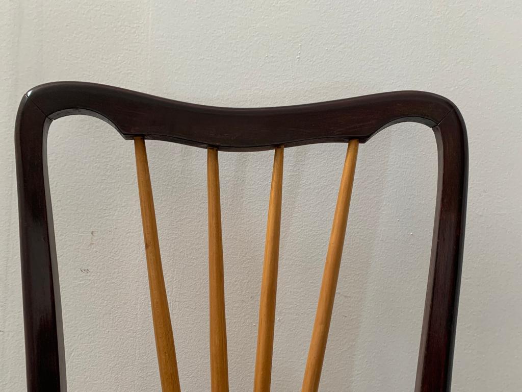 Maple and Rosewood and Leather Chairs by Paolo Buffa, 1940s, Set of 6 6