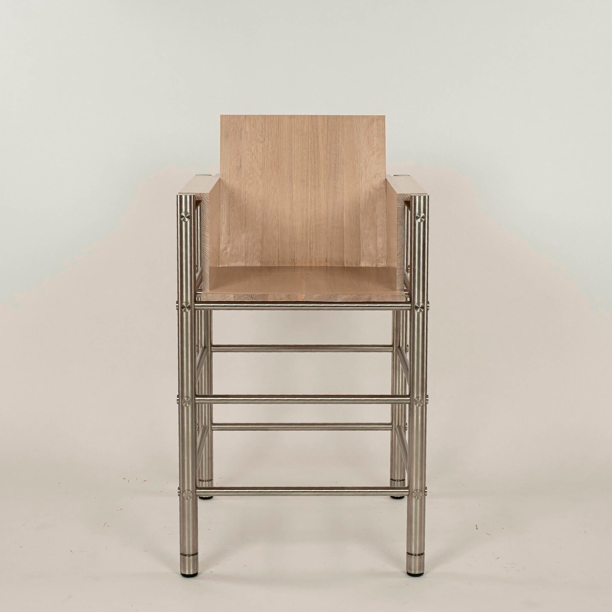 20th Century Maple and Steel Deco Style Bar Stool For Sale