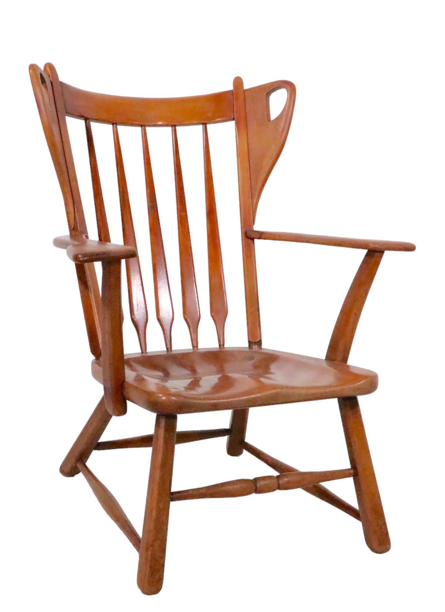 Ahorn Arrow Back Lounge Arm Chair att.  an Herman de Vries für  Cushman 1930/40er Jahre im Angebot 8