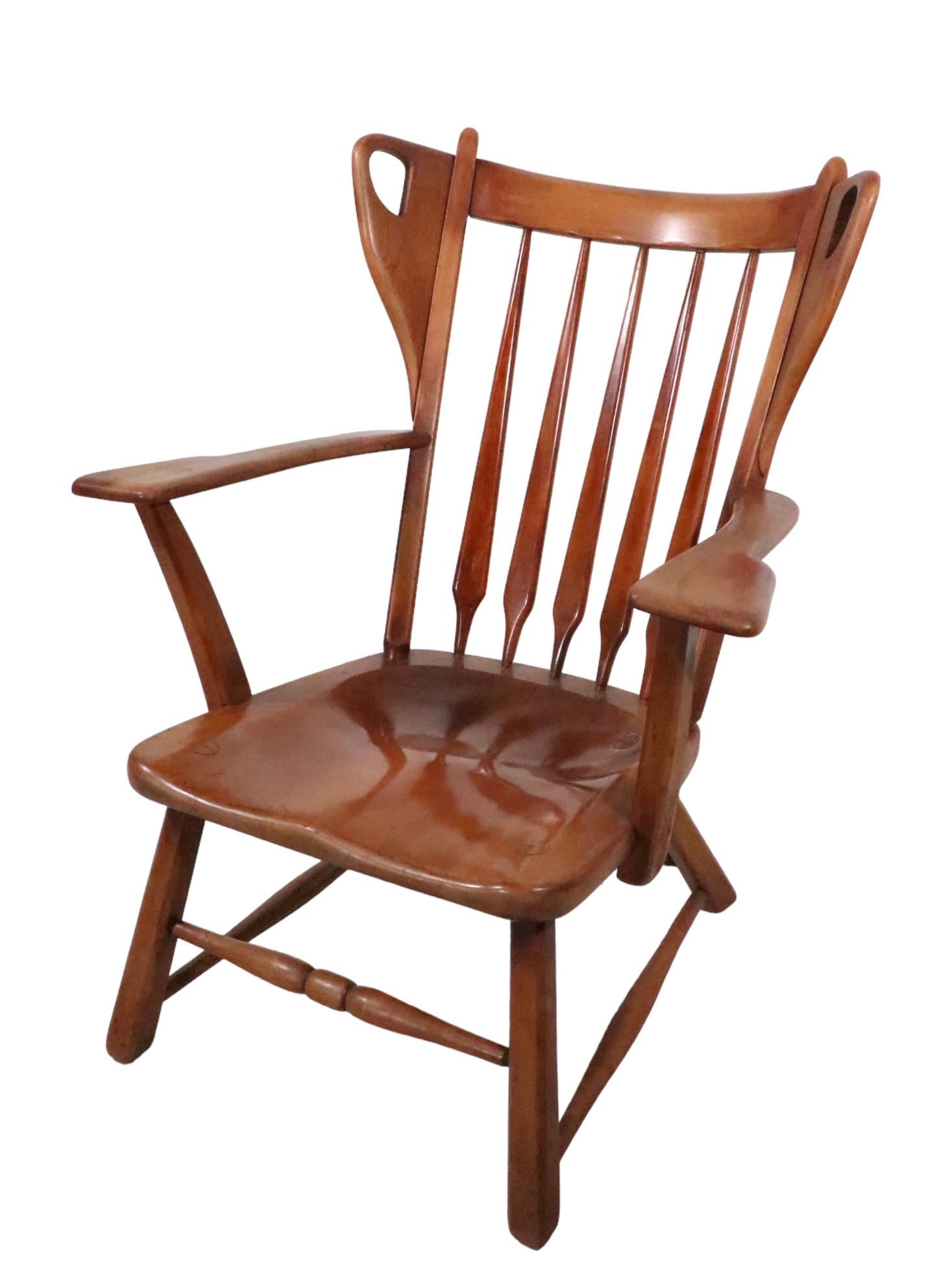 20th Century Maple Arrow Back Lounge Arm Chair att.  to Herman De Vries for  Cushman 1930/40s For Sale