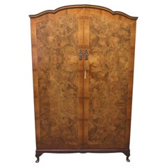 Maple Art Deco Bur Walnut Compact Shelved Wardrobe
