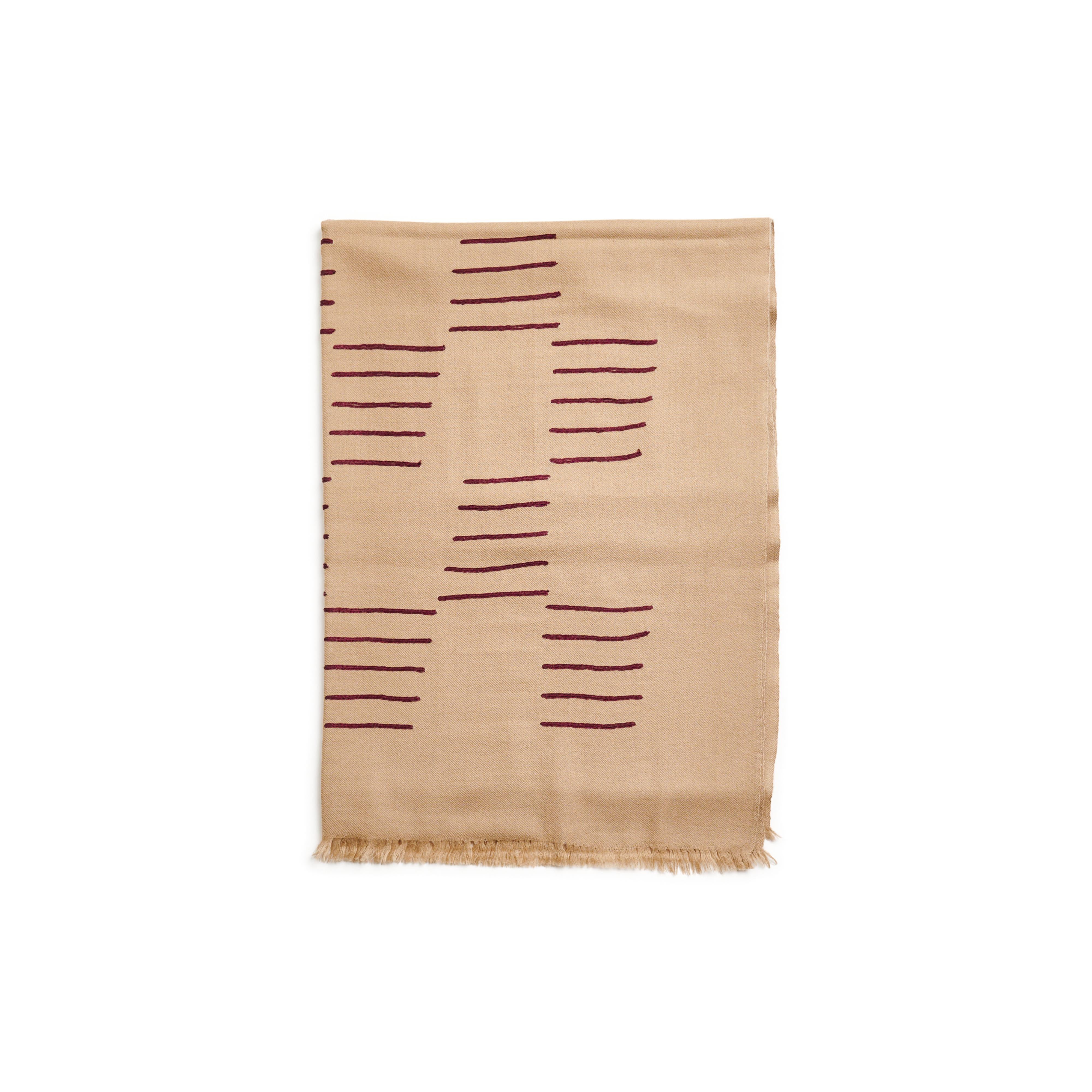 Bufanda Artesanal Moderna Bordada a Mano Tejida a Mano Beige Arce en venta 13