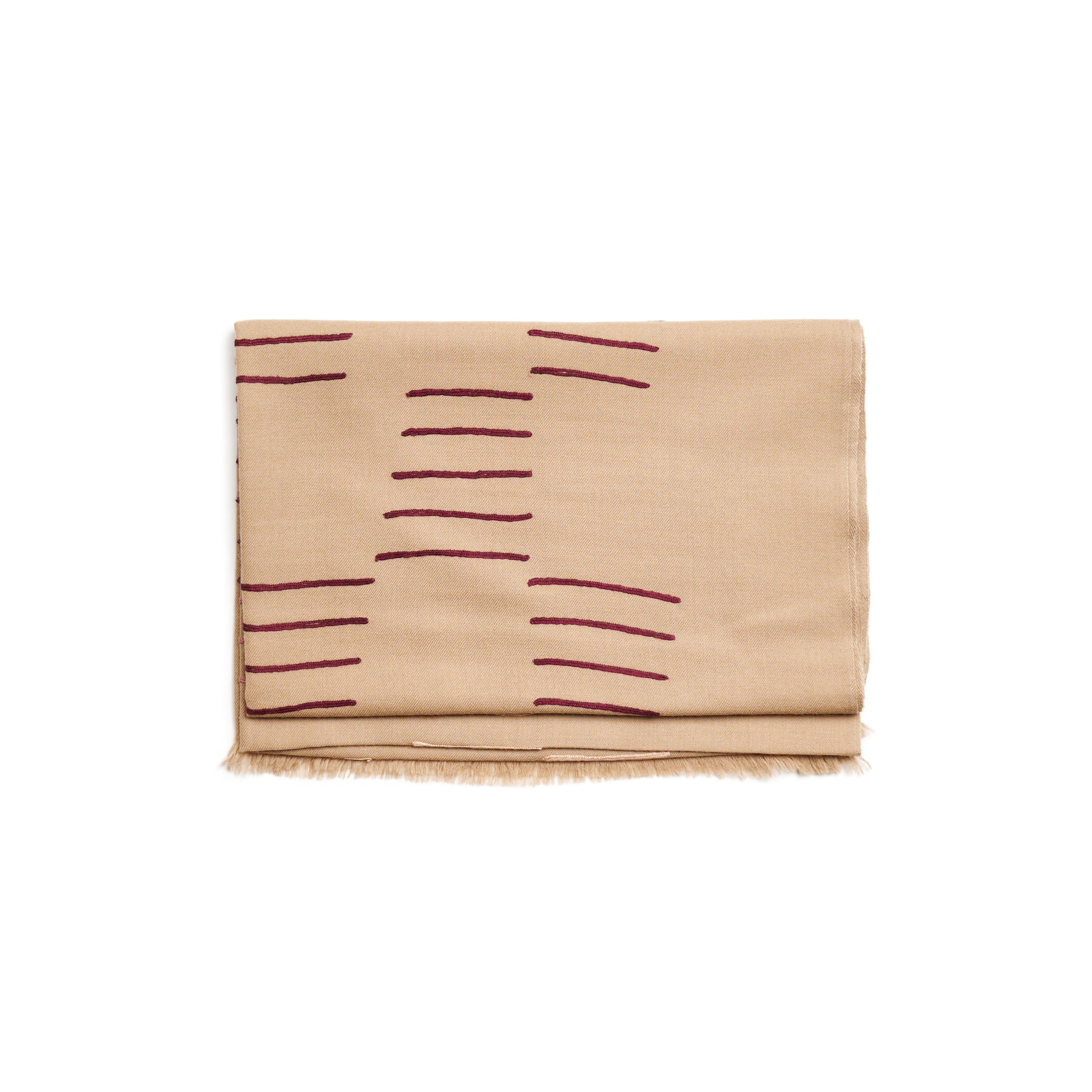 Bufanda Artesanal Moderna Bordada a Mano Tejida a Mano Beige Arce en venta 14