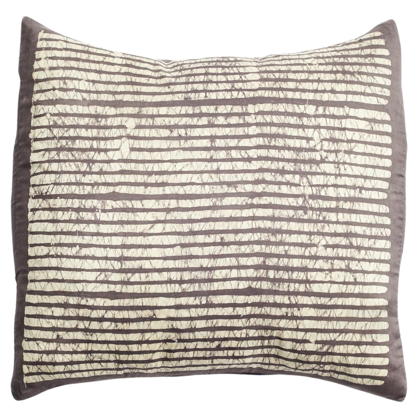 Maple Black Silk Pillow In Stripes Motifs Handcrafted By Artisans