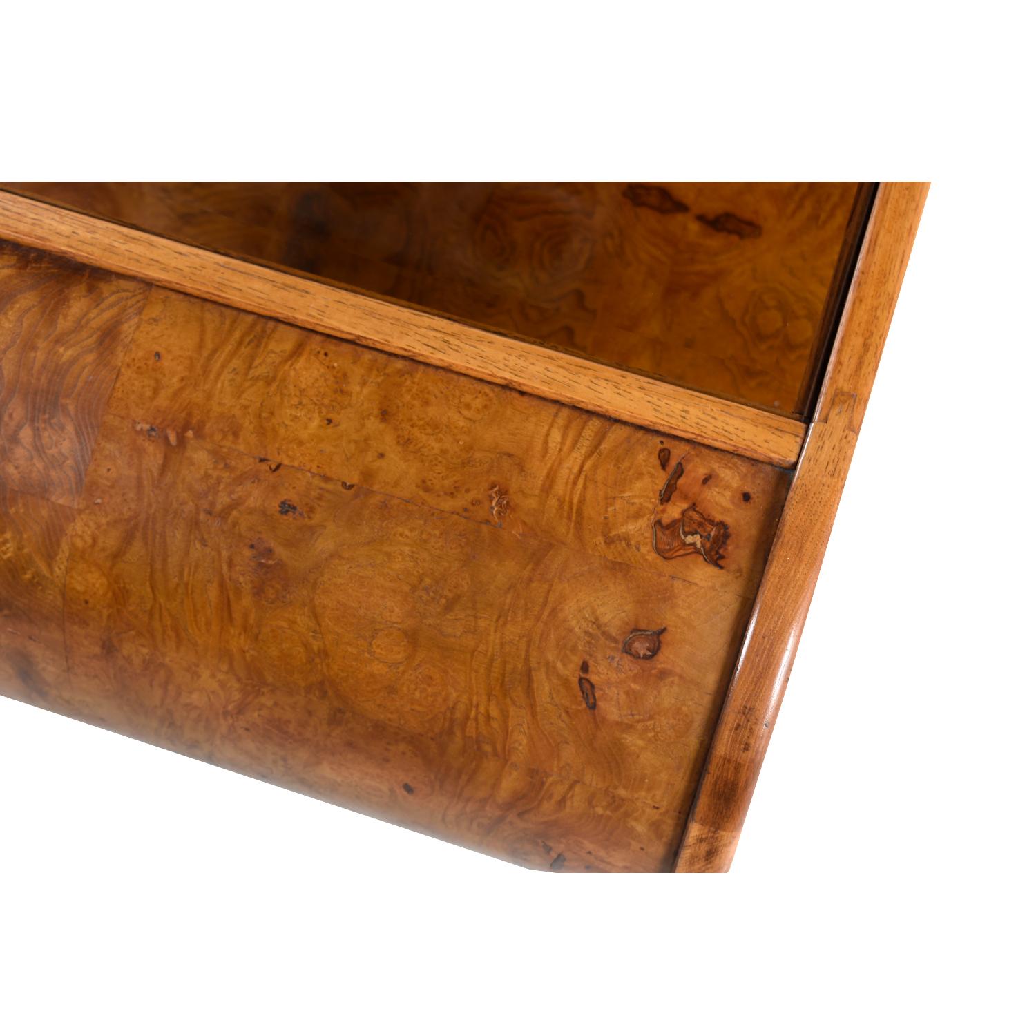 Maple Burl Coffee Table with Beveled Smoked Glass, circa 1970s 2