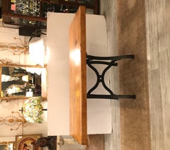Maple Butcher Block Table Island with and Antique Iron Base